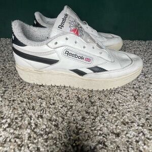 white and black club c double revenge reebok sneakers
